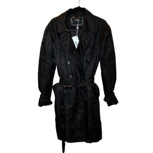 JOHN RICHMOND Women's‎ Black Long Trench Coat Sz 44 NWT $724!